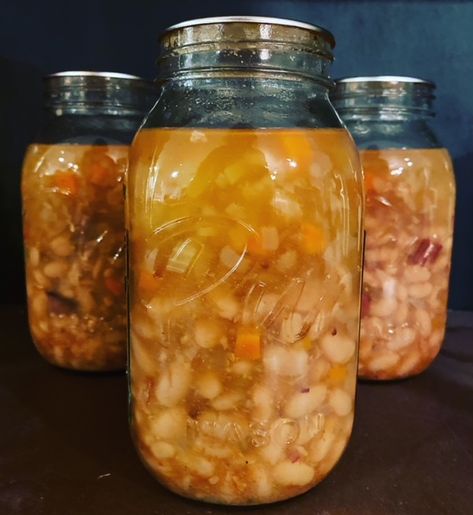 Bean Soup for Pressure Canning Ham And Bean Soup Canning Recipe, Canning Bean And Bacon Soup, Canning Navy Bean And Ham Soup, Bean And Bacon Soup For Canning, Ham Canning Recipes, Canned Beans And Ham, Canned Ham And Bean Soup, Canning Bean Soup Recipes, Canning Bean Soup