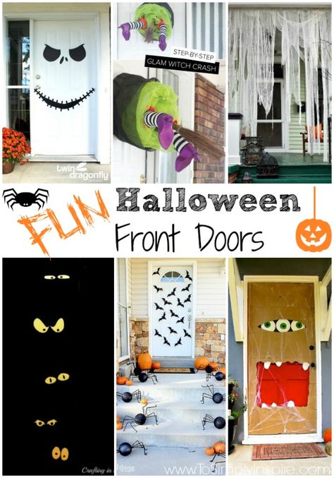 Halloween is right around the corner! There are so many fun ways to decorate your front door to welcome your trick-or-treaters. Halloween Decor For Door, Decorated Halloween Doors, Holloween Decore Idea Indoor Diy, Halloween Office Door Decorating Contest, Halloween Door Decorations For Home, Halloween Door Decorations Contest, Halloween Decorations Door, Halloween Door Decorations Classroom, Halloween Doors