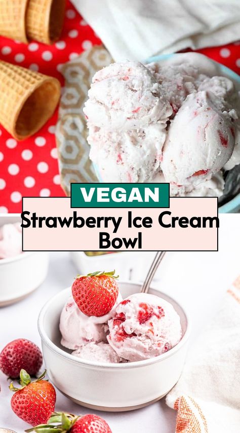 Vegan Strawberry Ice Cream, Vegan Strawberry Shortcake, Strawberry Rhubarb Compote, Dessert Cravings, Homemade Strawberry Ice Cream, Strawberry Ice Cream Recipe, Vegan Ice Cream Recipe, Vegan Whipped Cream, Ice Cream Stand