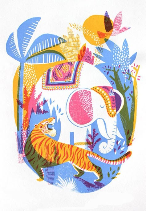 Carnival Animals, Tiger Illustration, Jungle Art, Riso Print, Mooncake, Art Et Illustration, Arte Animal, Childrens Illustrations, Children Illustration