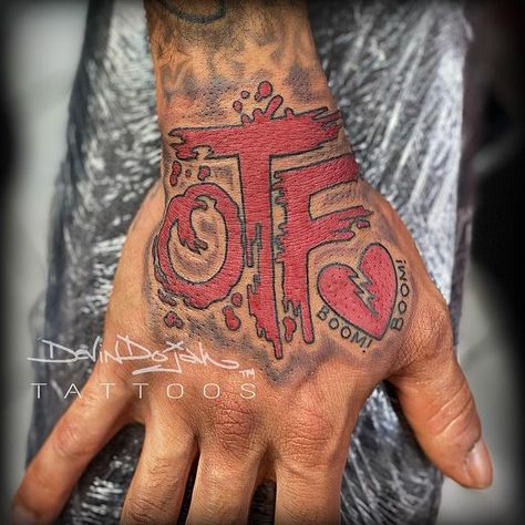 Like No Other Tattoo, Otf Tattoo Men, Otf Hand Tattoo, Snake Money Tattoo, Hand Tats Men Black, Black Man Hand Tattoo, Trap Tattoos Men Hand, Hood Hand Tattoos For Men, Cash Rules Everything Around Me Tattoo