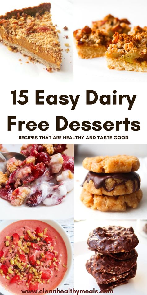 This collection of wonderful dairy-free dessert recipes includes brownies, cookies and healthy pies! All desserts are delicious and made without any milk or other dairy products! Dairy Free Dessert Recipes Easy, Lactose Free Desserts, Dairy Free Dessert Easy, Non Dairy Desserts, Egg Free Desserts, Healthy Pies, Dairy Free Recipes Dessert, Gourmet Grilled Cheese, Milk Dessert