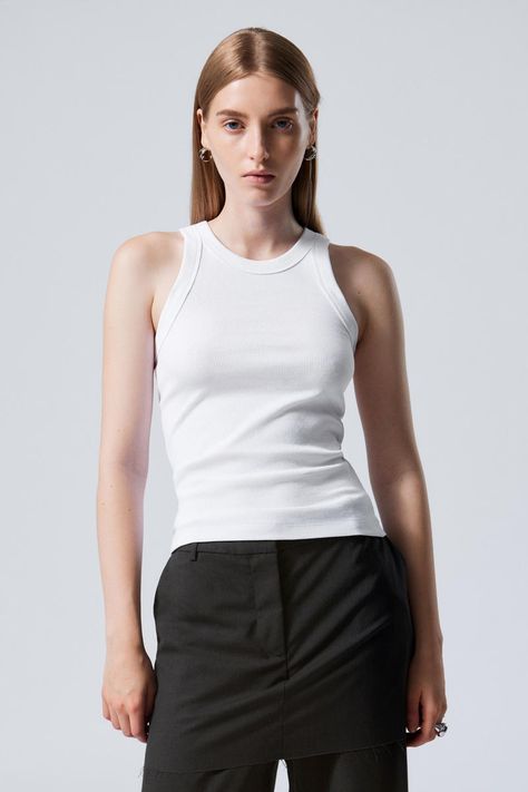 Women's Tops - Shop Women's Tops Online Rib Tank Top, Jersey Tank Top, Ribbed Tank Top, Ribbed Tank Tops, Ribbed Tank, Online Tops, Workout Tank Tops, Linen Clothes, White Tank Top