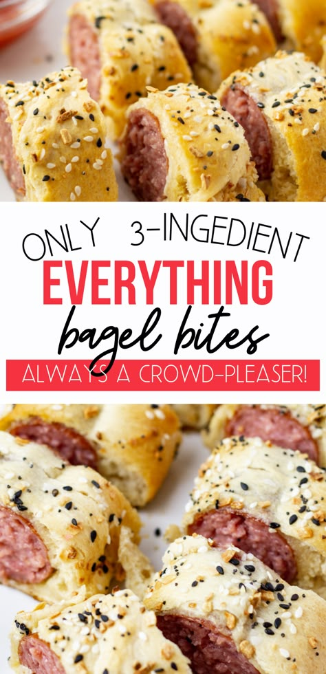 Everything Bagel Bites, Kielbasa Bites, Homemade Jerky, Everything Bagel Seasoning, Bagel Bites, Bagel Seasoning, Quick And Easy Appetizers, Appetizers Easy Finger Food, Meat Snacks