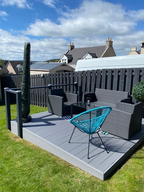 Deck - Cuprinol Silver Birch, Railing - Cuprinol Urban Slate Cuprinol Silver Birch, Cuprinol Urban Slate, Birch Floors, Back Garden Design, Silver Birch, Garden Fencing, Garden Fence, Back Garden, Railing