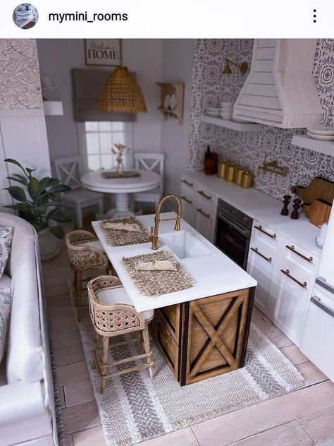 Doll House Interior Design, Doll House Kitchen Ideas, Modern Dollhouse Interior Ideas, Dollhouse Kitchen Ideas, Dollhouse Interior Ideas, Dollhouse Kitchens, Dolls House Kitchen, Big Doll House, Amazing Miniatures