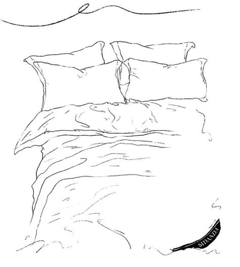 Bed Rotting Art, Bed Drawing Aesthetic, Cozy Bed Drawing, Two People Laying In Bed Drawing Reference, Bed From Above View Drawing, How To Draw Bed Sheets, Bed Background Drawing, Person Sleeping In Bed Drawing, Simple Bed Drawing