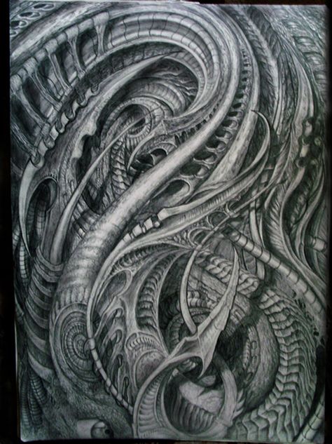 Biomechanical Art, Biomech Tattoo, Hr Giger Art, Biomechanical Tattoo Design, Bio Mechanical, Illusion Kunst, Bio Organic Tattoo, Giger Alien, Giger Art