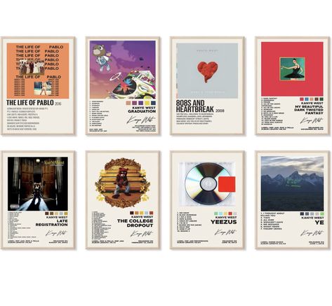 ASTRDECOR Kanye Album Cover Limited Edition Posters Set of 8, Rapper Music Posters Kanye Album Cover Posters for Room Aesthetic Canvas Wall Art Prints for Teens, Boys, Girls Room Decor (8x10inch, unframed) Music Posters Kanye, Kanye Album Cover, Drake Album Cover, Kanye West Albums, Drakes Album, Posters For Room Aesthetic, Posters For Room, Lost Poster, Aesthetic Canvas