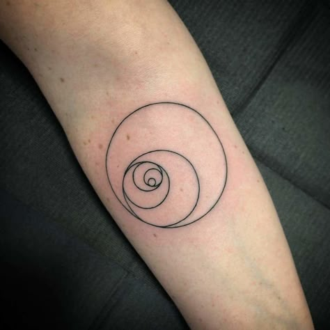 Tattoo Golden Ratio, Spiral Tattoo Ideas, Circles Tattoo, Noah Tattoo, Golden Spiral Tattoo, Fibonacci Spiral Tattoo, Enso Symbol, Golden Ratio Tattoo, Justin Tattoo