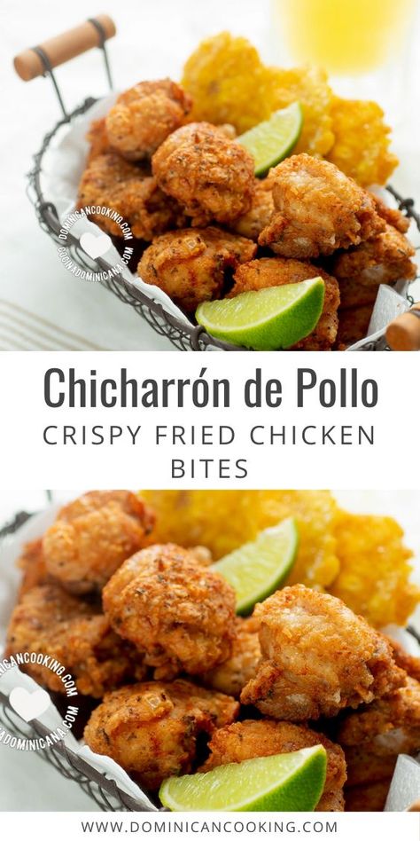 Spanish Fried Chicken, Pollo Puertorriqueño, Puerto Rican Chicken Breast Recipes, Fried Chicken Bites Recipe, Spanish Chicken Breast Recipe, Chicken Chicharrones Recipe, Dominican Appetizers, Dominican Chicken Recipes, Fried Chicharrones Recipe