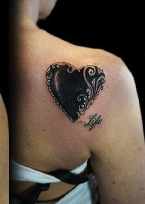 Heart Tattoo Cover Ups, Cover Heart Tattoo, Tattoo Heart Cover Up, Heart Cover Up Tattoos For Women, Heart Tattoo Cover Up Ideas, Shaded Heart Tattoo, Gothic Heart Tattoo Design, Black Heart Tattoo, Black Lace Heart Tattoo