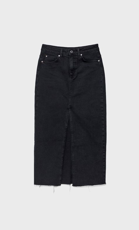 Jean Midi Skirt Outfits, Midi Jean Skirt Outfits, Midi Rok Outfit, Black Denim Outfit, Midi Jeans Skirt, Midi Rock Outfit, Denim Midi Skirt Outfit, Black Denim Skirt Outfit, Black Denim Midi Skirt