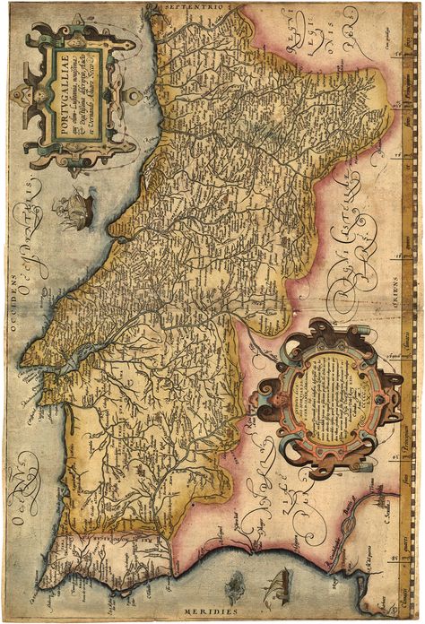 Map of Portugal in 1561 in the "Theatrum Orbis Terrarum" (1570) de Abraham Ortelius History Of Portugal, Portugal Map, Ancient Maps, Old Maps, Portugal Travel, Antique Maps, Old Map, Historical Maps, Vintage Maps