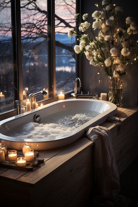 As you bask in the soothing atmosphere, immerse yourself in the lush scenery and rounded aesthetics. #SerenityInBloom #TubWithCandlelight #WhiteFlowers #SoggyStyle #LushScenery #Relaxation #InteriorDesign #BathroomInspiration #Midjourney In Bloom, Bathroom Inspiration, White Flowers, Bathroom Design, Lush, Relaxation, Interior Design, Flowers, White