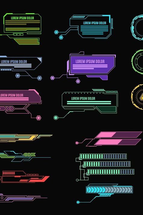 Cyberpunk Infographics, Sci Fi Elements, Graphic Design Futuristic, Cyberpunk Design Graphic, Futuristic Design Graphic, Cyberpunk Graphic Design, Tech Graphic Design, Cyberpunk Hud, Futuristic Graphic Design