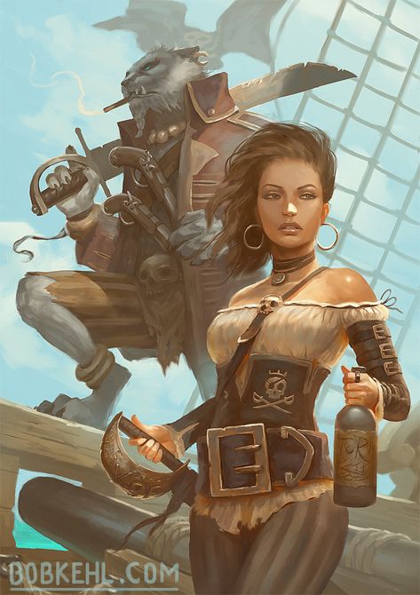 Bob Kehl, Pirate Art, Heroic Fantasy, Pirate Woman, Dungeons And Dragons Characters, Zooey Deschanel, Arte Fantasy, Fantasy Rpg, Pirate Ship