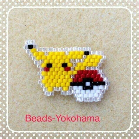 Pikachu Beads, Pokemon Bead, Miyuki Beads Pattern, Seed Bead Projects, Seed Bead Crafts, Brick Stitch Earrings, Brick Stitch Pattern, Beaded Jewlery, Seed Bead Patterns