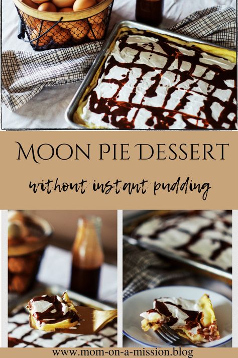 Moon Pie Dessert, Half Sheet Cake, Moon Pie, Make Your Own Chocolate, Moon Pies, Homemade Pudding, Sheet Cake Pan, Sunday Lunch, Recipe From Scratch