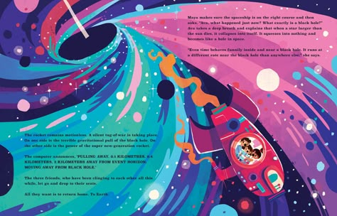 Kids picture book, space art and illustration inspiration Galaxy Projects, Illustration Art Kids, Space Books, Science Illustration, Posca Art, Children Book Illustration, Space Illustration, Books Illustration, Space Adventure