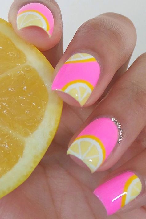 Pattern Summer Nail Art Designs picture 6 Fruit Nail Designs, Fun Summer Nails, Nails Yellow, Nail Art Designs Summer, Cute Summer Nails, Nails Polish, Trendy Nail Design, Summer Nails Colors, Cute Nail Art