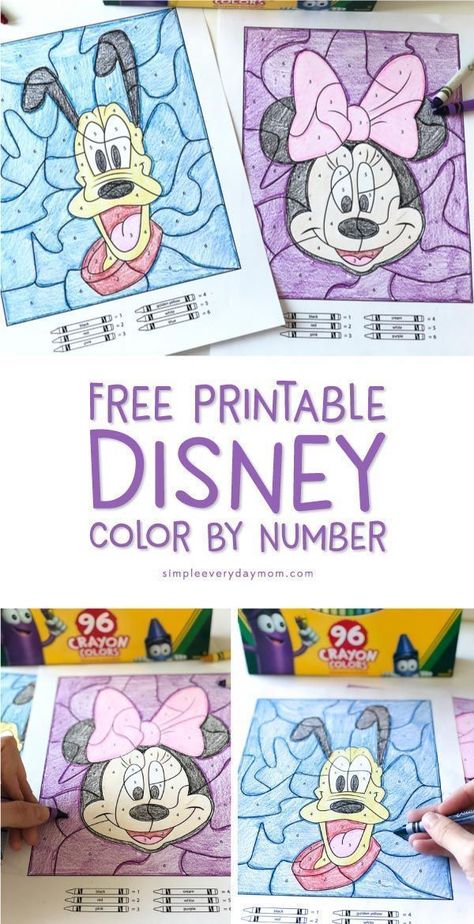 Disney Color By Number Printables | Download these free printable coloring pages for kindergarten and first grade students. They're great for quiet time and help reinforce number identification, fine motor skills, color recognition and more!   #kidsactivi Disney Worksheets, Disneyland Crafts, Disney Color By Number, Coloring Pages For Kindergarten, Disney Themed Classroom, Number Printables, Disney Activities, Disney Camping, Disney Craft