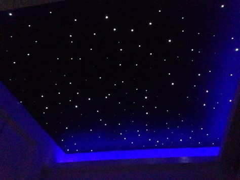 Fibre optic starlight ceiling in small movie room - Modern - Other - by LD ceilings | Houzz Small Movie Room, Fiber Optic Ceiling, Cozy Small Bedrooms, Star Lights On Ceiling, Fiber Optic Lighting, Star Ceiling, Plano Texas, Theatre Room, Star Light