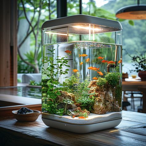 Small Aquarium Inspirations Fo Trendy Aquatic Designs! #newsmartgadgets Small Aquarium Design, Small Aquarium, Small Fish Tanks, Fish Tank Design, Tropical Freshwater Fish, Aquatic Garden, Bowl Ideas, Water World, Aquarium Ideas