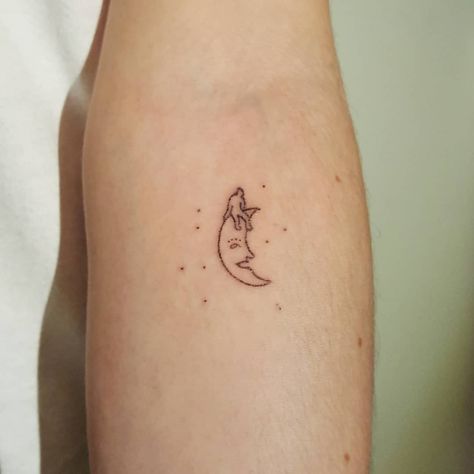 Man On Moon Tattoo, Sebs Tattoo, Moon Man Tattoo, Love You To The Moon Tattoo, Fly Me To The Moon Tattoo, Man On The Moon Tattoo, Fancy Tattoo For Man, Man In The Moon Tattoo, Buddy Tattoos