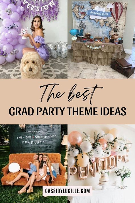 Planning the ultimate graduation celebration? Look no further than our guide to the best grad party theme ideas. Whether you're leaning towards classic elegance or modern vibrancy, these 24 high school graduation party themes offer a range of options for a standout graduation party. Tap here for the best graduation theme ideas now! Graduation Theme Ideas High School, Grad Themes High School, Trendy Graduation Party Ideas, Graduation Party Themes For Girls Ideas, Graduation Themes High School, High School Graduation Party Theme Ideas, Senior Theme Ideas, Girl High School Graduation Party Ideas, Vintage Graduation Party Ideas