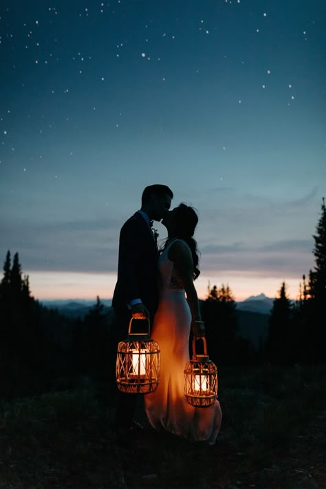 Mountain Overlook Wedding, Sunset Mountain Wedding, Golden Hour Wedding Ceremony, Lakefront Wedding Ceremony, Desert Wedding Photography, Grunge Elopement, Dock Wedding Ceremony, Dark Elopement, Lantern Photoshoot