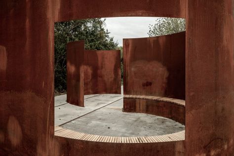 Reiulf Ramstad creates Corten steel structures for Chemin des Carrières French Landscape, Corten Steel, Landscape Projects, Steel Structure, Alsace, Scenic Views, Clover Leaf, Siena, 인테리어 디자인