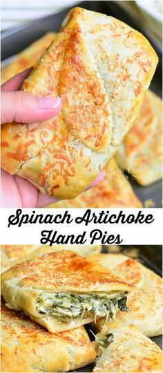 Spinach Artichoke Hand Pies Meat Pies, Savory Pies, Artichoke Recipes, Creamy Spinach, Savory Pie, Think Food, Hand Pies, Spinach Artichoke, Buffalo Wings