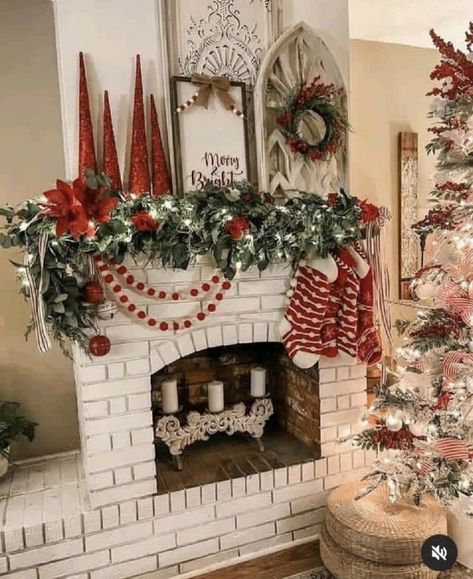 Christmas Mantles, Hung Over, Limited Color Palette, Cozy Christmas Decor, Christmas Mantle Decor, Christmas Fireplace Decor, Christmas Farmhouse, Country Christmas Decorations, Christmas Decor Inspiration