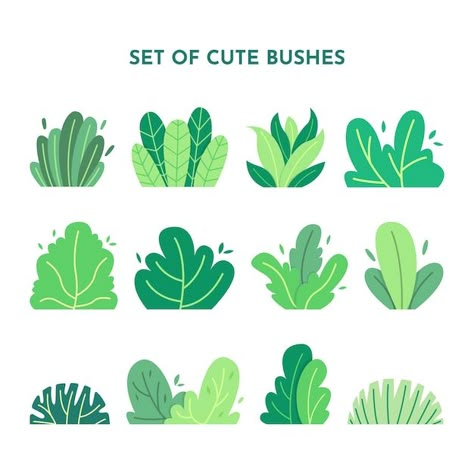 Bush Illustration Drawings, Nature Plants Drawing, Cute Grass Drawing, Tree Flat Illustration, Bush Vector, Yard Illustration, Plants Cartoon, Cartoon Grass, Environment Illustration