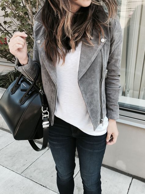 Suede Moto Jacket Outfit, Grey Jacket Outfit, Blank Nyc Suede Jacket, Suede Jacket Outfit, Grey Suede Jacket, Blank Nyc Leather Jacket, Moto Jacket Outfit, Blanknyc Suede Moto Jacket, Faux Leather Jeans