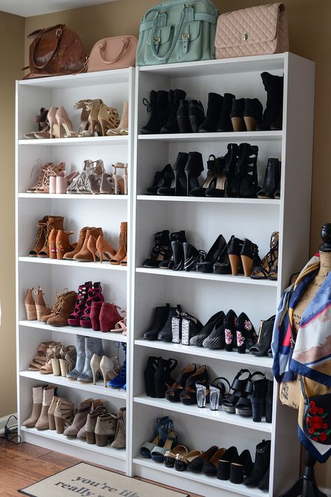 Life and style blogger, The Samantha Show is sharing her favorite IKEA hacks for a DIY closet room on a budget. A space all of your own! Closet For Dresses, Turn A Room Into A Closet On A Budget, Show Closet, Room To Closet Convert, Spare Room Walk In Closet, Bedroom Turned Closet, Spare Bedroom Closets, Spare Room Closet, Closet Organization Cheap