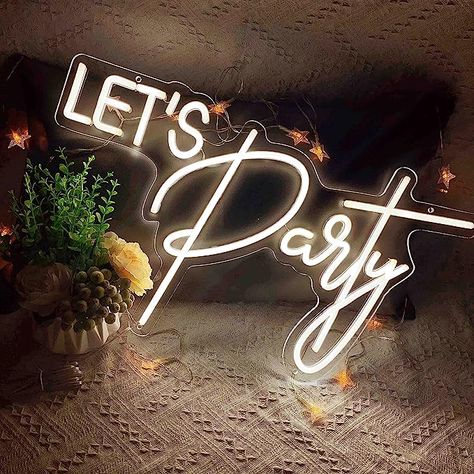 Amazon.com : Let's Party Large Neon Sign for Wall Decor, Lets Party LED Neon Lights with Dimmer Switch,12V Reusable Neon Light Sign for Bachelorette Party, Engagement Party, Birthday Party,Wedding, Party Banner : Tools & Home Improvement Neon Sign Party, Bar Backdrop, Ambiguous Quotes, New Year's Eve Decorations, Party Neon Sign, Neon Letters, Bach Bash, Commercial Signs, Neon Sign Wall