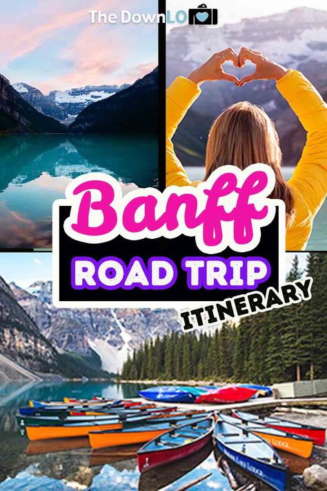 5 Day Banff Itinerary with map: A road trip through the Canadian Rockies for things to do this spring, summer or fall to see waterfalls, lakes, parks, and mountains. Drive from Calgary to Lake Louise, Lake Moraine, Jasper National Park, Johnston Canyon Cave, and of course, Banff National Park for things to do like glacier hiking, landscape photography, camping and hikes. Adventure pictures and photography spots to inspire travel. #roadtrip #canada #banff #travel #alberta #itinerary