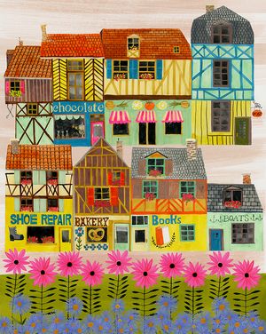 Flow Magazine, Building Illustration, My Kind Of Town, Scandinavian Folk Art, House Illustration, Woman Drawing, Naive Art, Childrens Art, Vintage Illustration