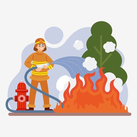 Buddha Canvas, Book Layout, Fire Safety, Flat Illustration, A Fire, Firefighter, Graphic Resources, Vector Free, Presentation