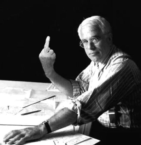 Peter Eisenman. Image via supportingfrankgehry.tumblr.com Peter Eisenman Architecture, Grid Architecture, Peter Eisenman, Flipping The Bird, Architecture Program, Renzo Piano, Geometry Pattern, Famous Architects, Grad Photos