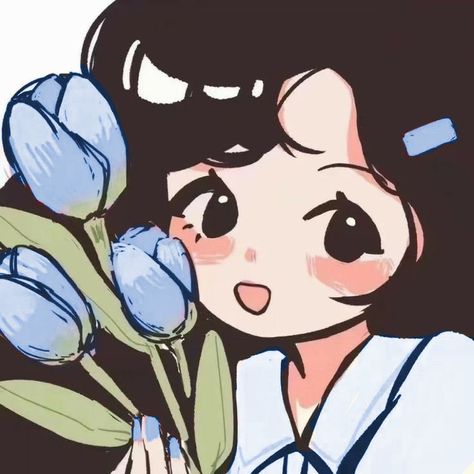 Animated Flowers Aesthetic, Tulips Pfp, Blue Tulips Aesthetic, 웃긴 사진, Cute Doodle Art, Cute Little Drawings, Girls Cartoon Art, Art Icon, A Drawing