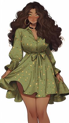 Curvy Women Drawing, Curvy Oc Art, Art Outfits Drawing, Curvy Character Design, Outfits Drawing, Art Outfits, Kestrel, Black Cartoon, Black Love Art