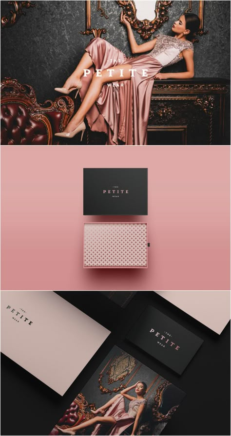 Fashion Designer Branding, Fashion Branding Ideas, Luxe Branding Design, Fashion Brand Visual Identity, Fashion Brand Presentation, Fashion Branding Design Packaging, Elegant Flyer Design, Dark Feminine Branding, Modern Feminine Branding