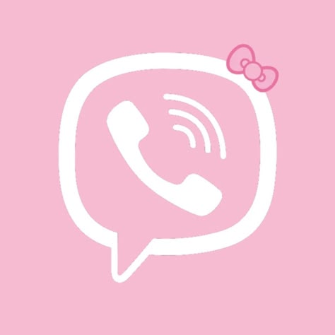 Viber App Icon Aesthetic Pink, Hello Kitty Shortcuts, Ios 16 Background Ideas, Ios 16 Background, App Icon Hello Kitty, Viber Icon, Kiss Me Through The Phone, Hello Kitty App Icon, Themed Home Screen