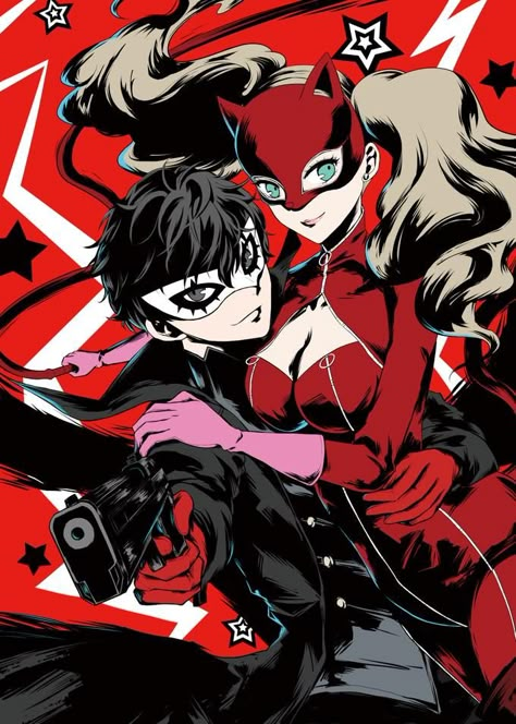 Joker x Ann Joker X Ann, Persona 5 Joker, Persona 5, Panther, Persona, Twitter, Red, Anime