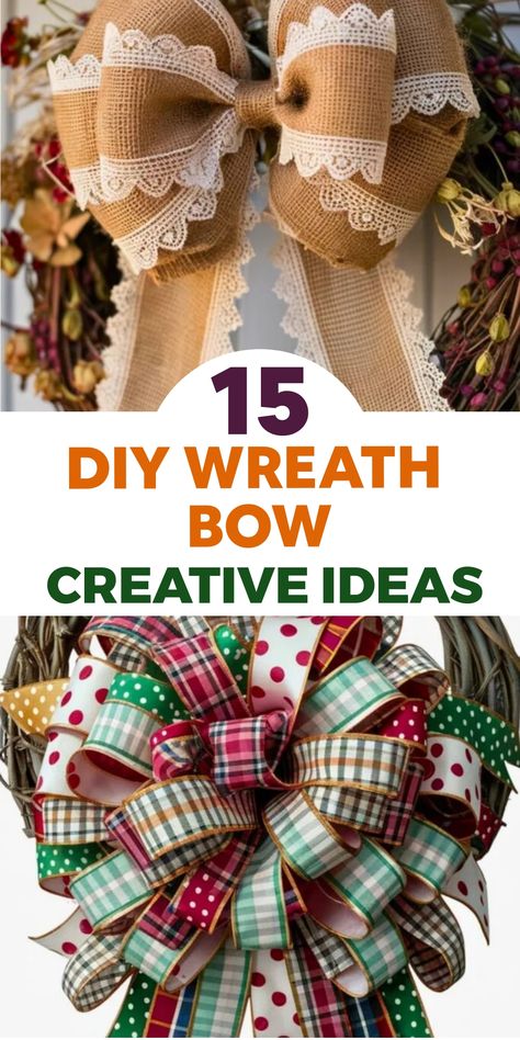 Enhance the beauty of your wreaths with a variety of DIY bow tutorials that are suitable for all occasions. Create gorgeous and vibrant bows using various materials, colors, and styles to match your wreaths perfectly. Add a sophisticated touch to your home decor with these charming and elegant bow designs. Let's be creative and craft unique bows that will make your wreaths look outstanding at any event or celebration! Ways To Make Bows With Ribbon, Wreaths With Bows Christmas, Bowdabra Bows Tutorials For Wreaths, Homemade Bows For Wreaths, 2 Ribbon Bow For Wreath Diy, How To Make Layered Bows For Wreaths, Bows For Christmas Wreaths, How To Tie Bows For Wreaths, Decorative Bows Diy