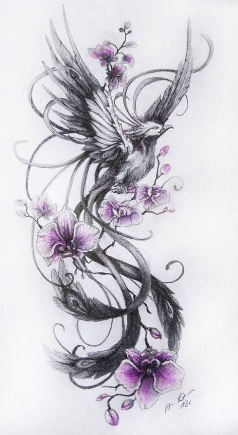 Phenix Birds Tattoo, Phoenix Tattoo Women, Tattoo Crane, Phoenix Back Tattoo, Rebirth Tattoo, Japanese Phoenix Tattoo, Fenix Tattoo, Phoenix Drawing, Phoenix Tattoo Feminine