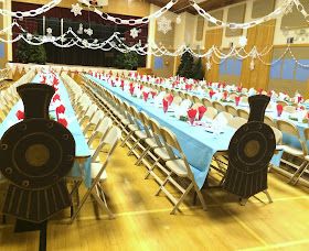 Polar Express Table Decorations, Ward Activities, Santa Breakfast, Polar Express Christmas Party, Polar Express Theme, Polar Express Christmas, Polar Express Movie, Stall Decorations, Church Christmas Party